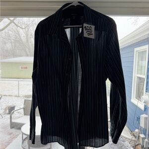 Men's Van Heusen Black Striped Dress Shirt